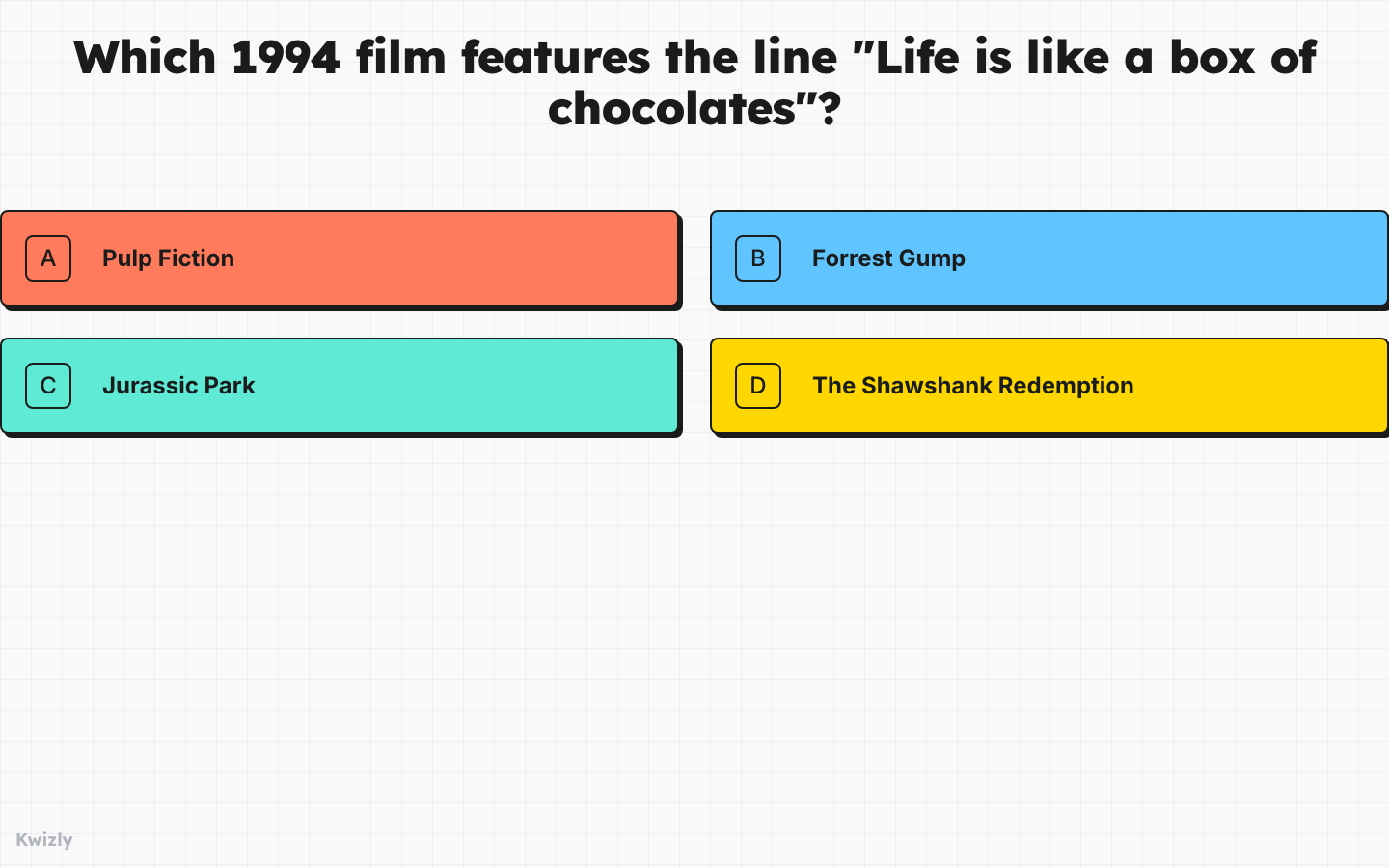 The big-screen presentation view showing a live question and timer